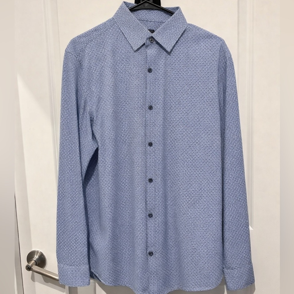 Express Men's Casual Blue Button Down Shirt